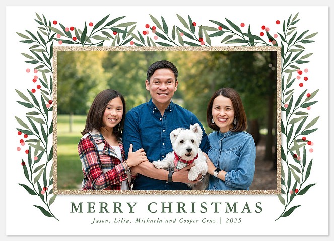 Gilded Foliage Holiday Photo Cards