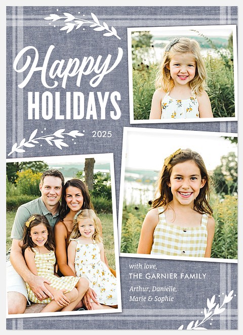 Rustic Chambray Holiday Photo Cards
