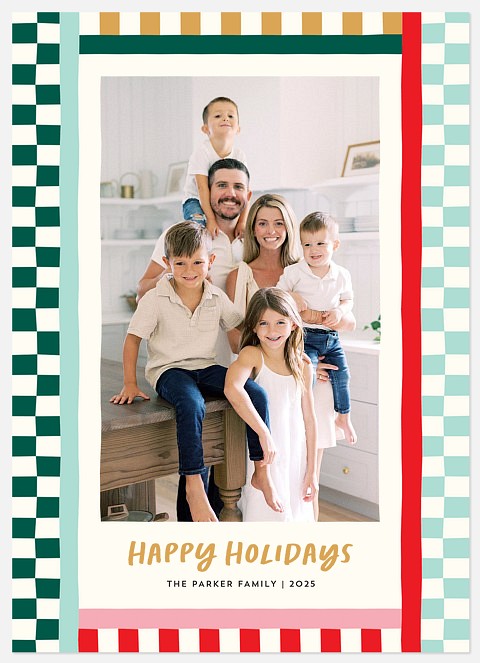 Cheerful Checks Holiday Photo Cards