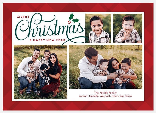 Plaid & Holly Holiday Photo Cards