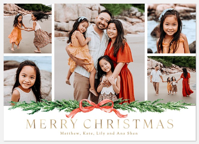 Ribboned Garland Holiday Photo Cards