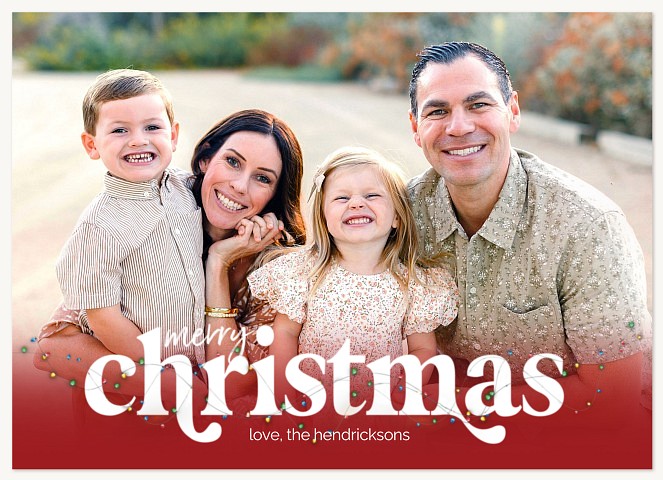 Flocked Pines Personalized Holiday Cards