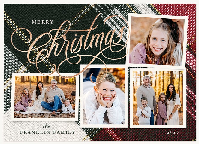 Textured Plaid Personalized Holiday Cards