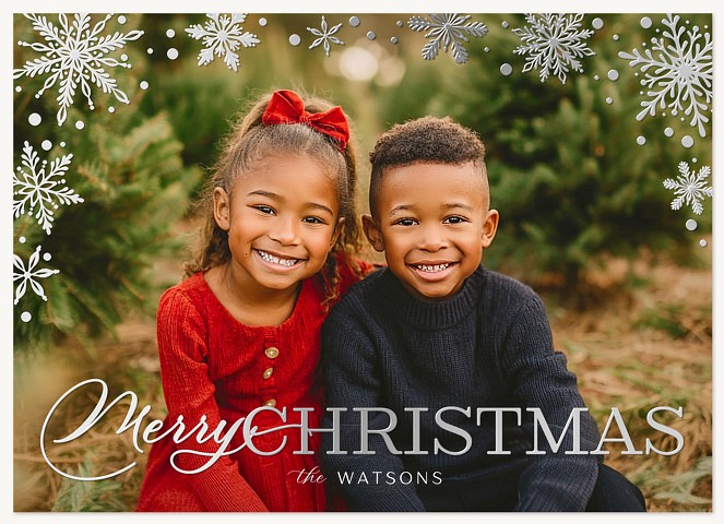 Metallic Snowflakes Personalized Holiday Cards