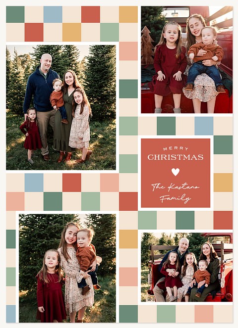 Boho Checkers Personalized Holiday Cards