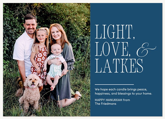 Light, Love, Latkes Hanukkah Cards