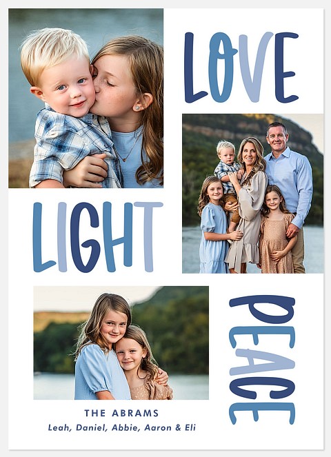 Love, Light, Peace Hanukkah Photo Cards