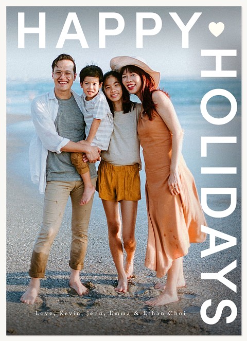 Modern Corner Heart Personalized Holiday Cards