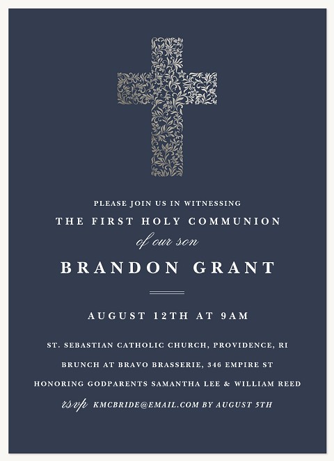 Filigree Faith First Communion Invitations