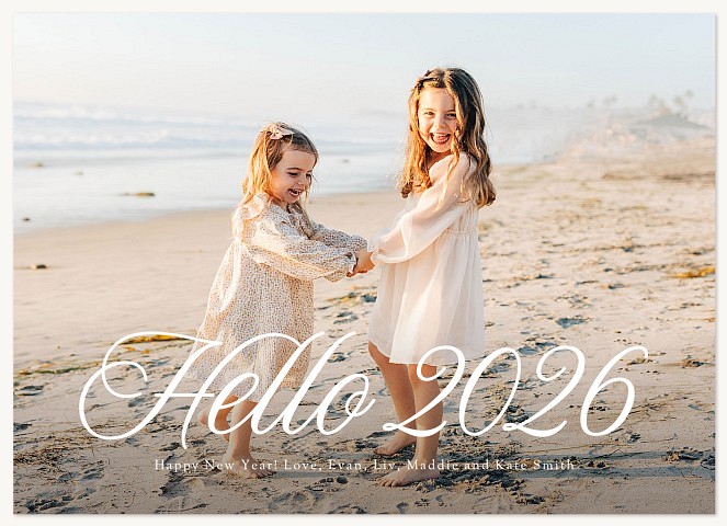 Hello Script  Personalized Holiday Cards