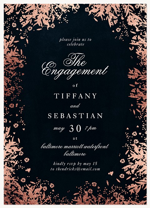 Gilded Botanical Engagement Party Invitations
