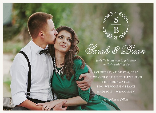 Monogram Wreath Wedding Invitations