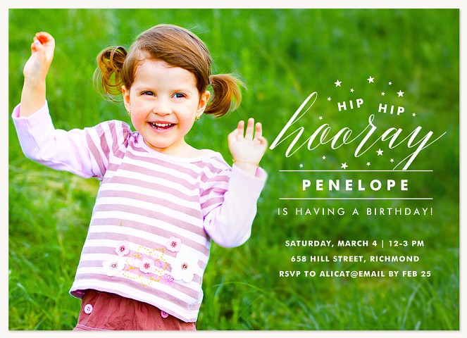 Birthday Hooray Girl Birthday Party Invitations
