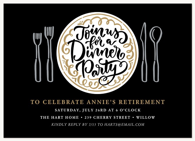 Flourished Place Setting Dinner & Cocktail Party Invitations