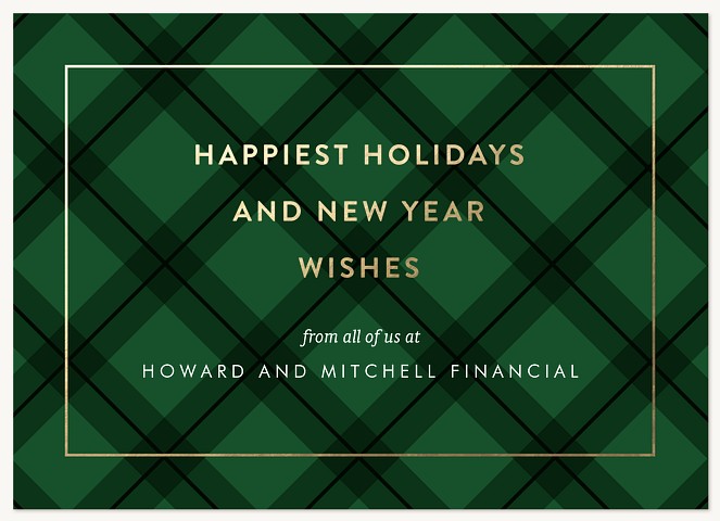 Modern Plaid Business Holiday Cards
