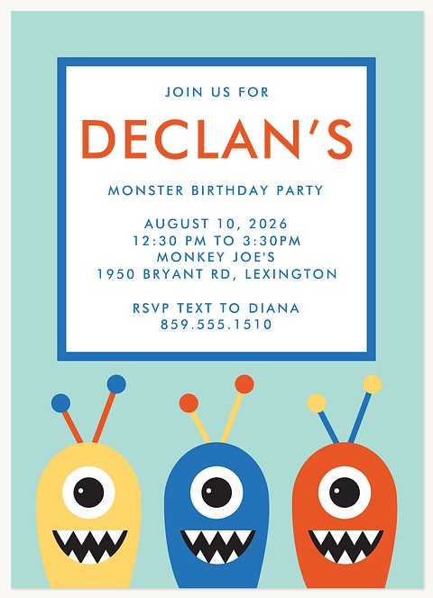 Lil Monsters Kids Birthday Invitations
