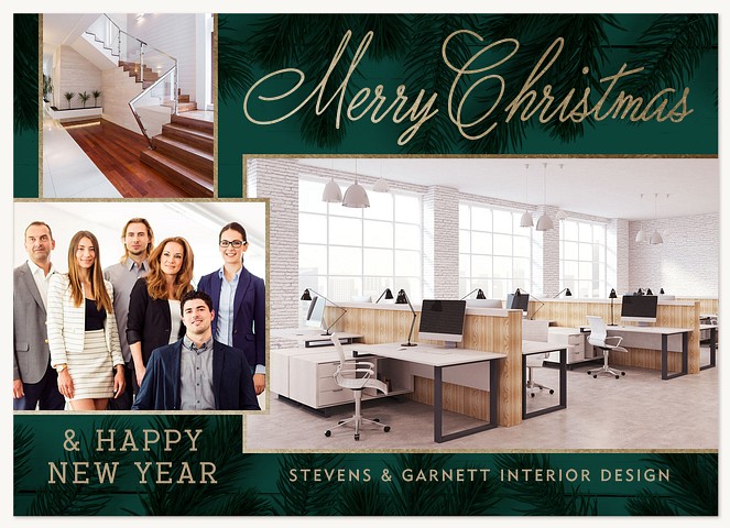 Modern Pine Business Holiday Cards