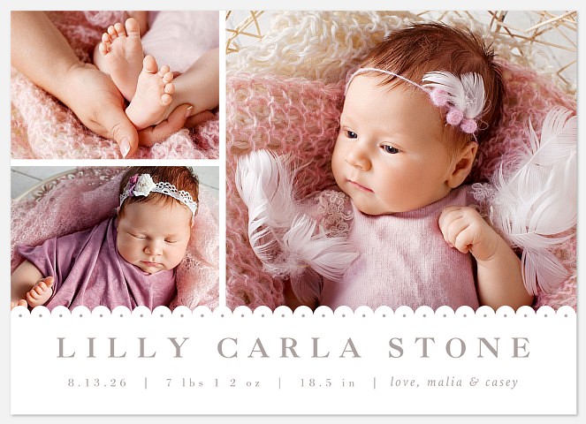 Sweet Embellishment Baby Birth Announcements