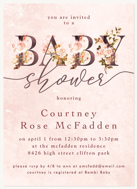 Roses & Ribbon Baby Shower Invites