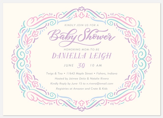 Vintage Oval Baby Shower Invitations