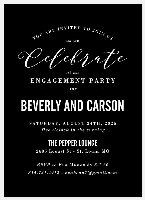 Black Tie Engagement Party Invitations