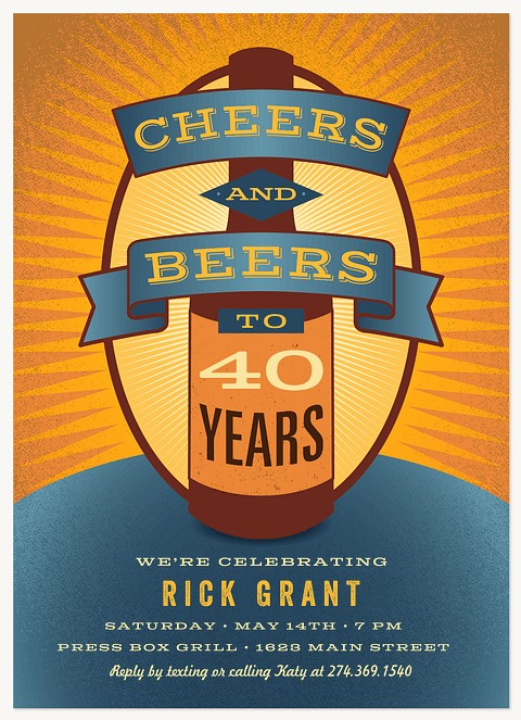 Cheers & Beers Adult Birthday Party Invitations