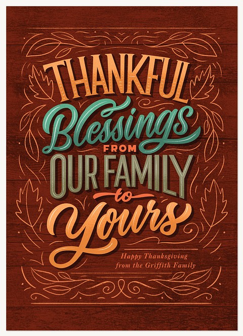 Thankful Woodcut Thanksgiving Cards