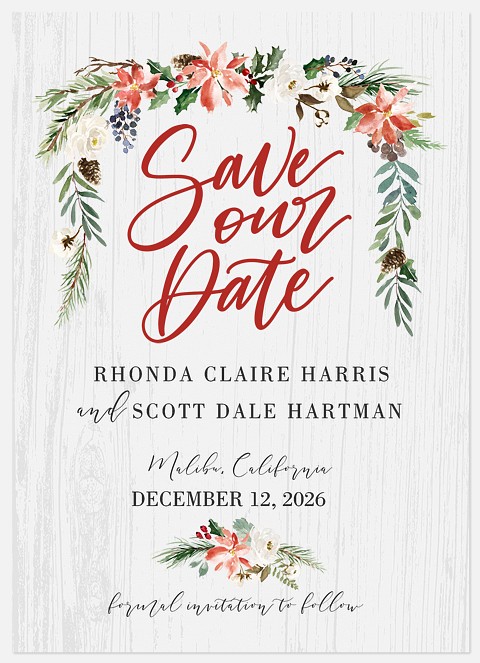 Holiday Boughs Save the Date Photo Cards