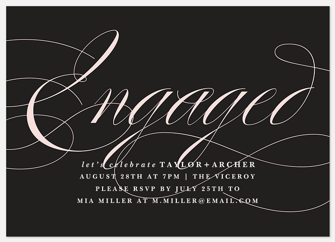 Flourish Script Engagement Party Invitations