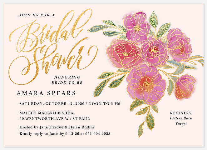 Botanical Bouquet Bridal Shower Invitations
