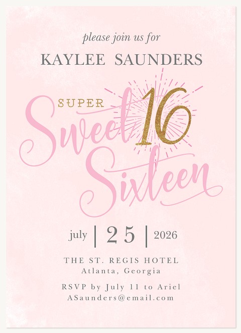 Super Sweet 16 Teen Birthday Invitations