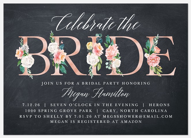 Floral Letters Bridal Shower Invitations