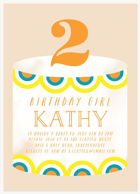 Decorated Cake Kids Birthday Invitations