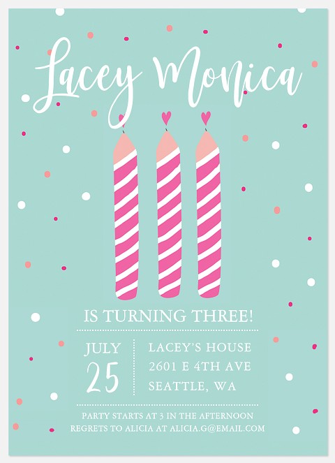 Striped Candles Kids' Birthday Invitations