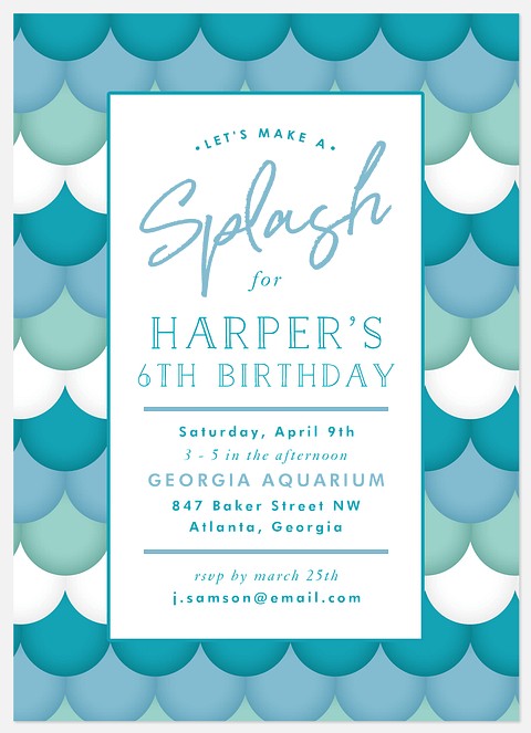 Mermaid Splash Kids' Birthday Invitations