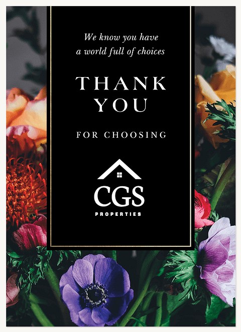 Floral Banner Business Thank You Cards