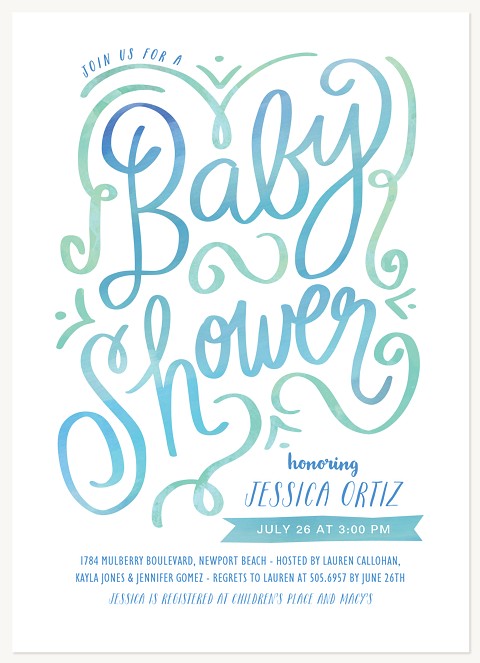 Written Swirls Baby Shower Invites