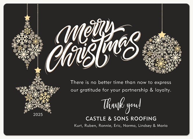 Snowy Ornaments Holiday & Christmas Magnet Cards