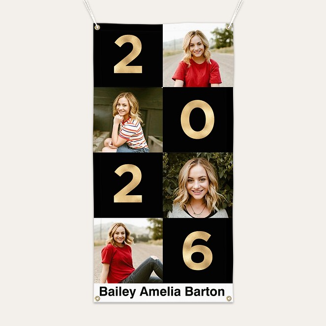 Glimmering Grid Graduation Photo Banner Custom Banners