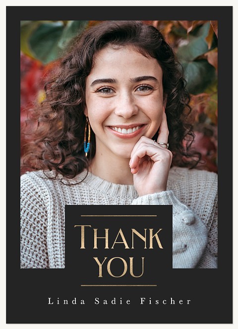 Debonair Portrait Graduation Thank You Cards