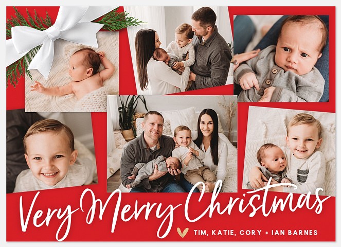 Ribbon On Top Holiday Photo Cards
