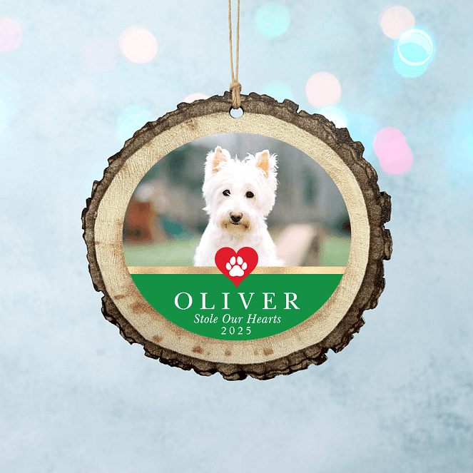 Paw Print Heart Personalized Ornaments