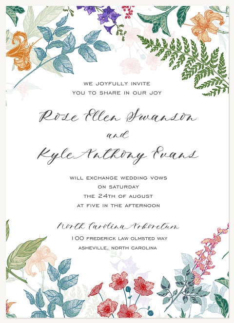 Vintage Wildflower Wedding Invitations
