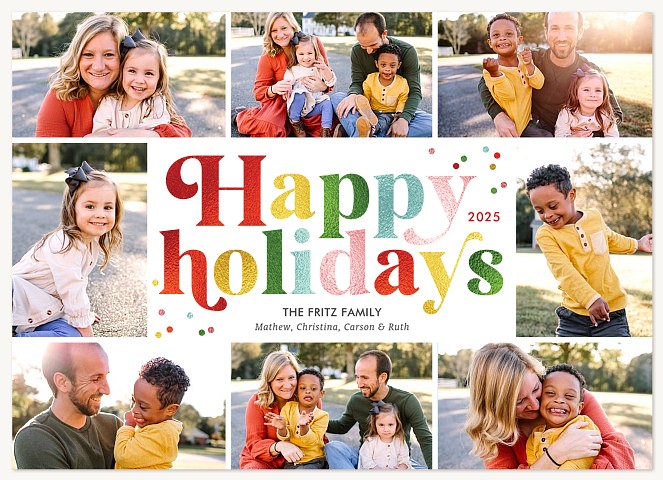 Retro Sparkle Personalized Holiday Cards