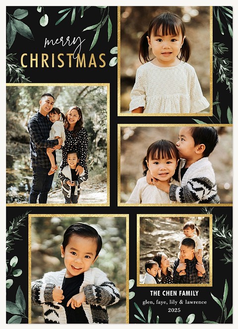 Embellished Greenery Personalized Holiday Cards