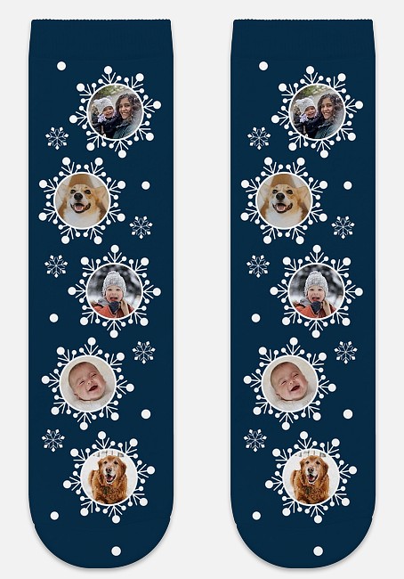 Wintry Snowflakes Custom Socks