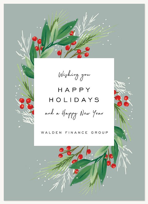 Wreath Swirl Business Holiday Cards