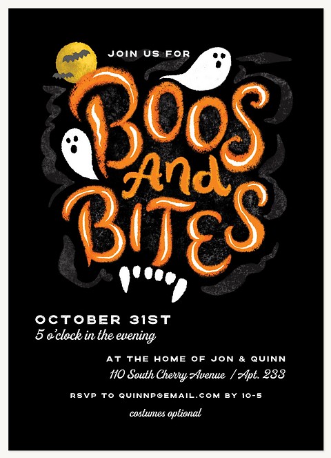 Boos & Bites Halloween Party Invitations