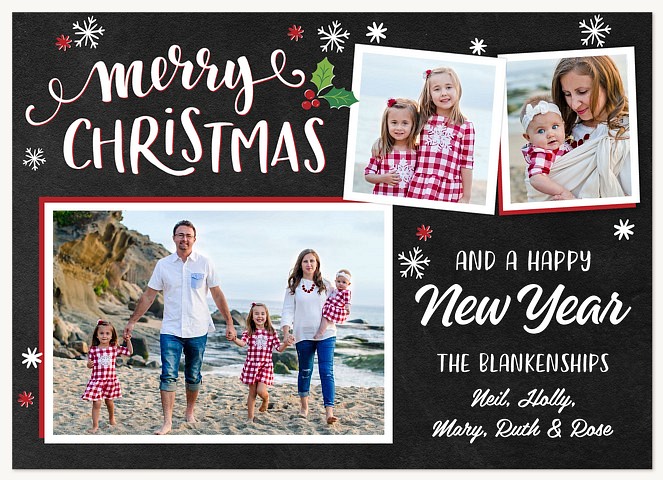 Merry Chalkboard Personalized Holiday Cards