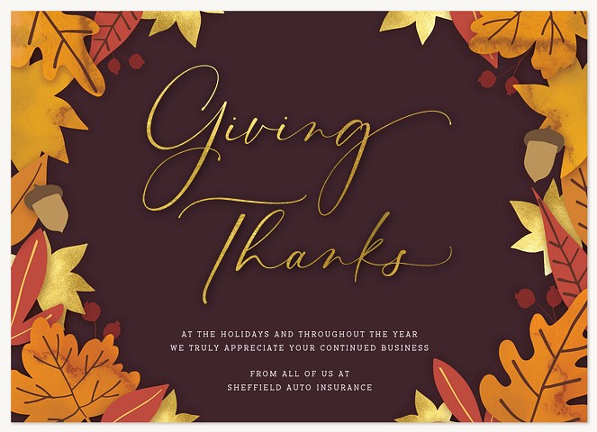 Harvest Leaves Business Holiday Cards